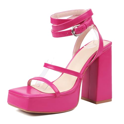 Bviennic Damen Hohen Blockabsatz Sandals mit Plateau Mode 0676 Rose-Rot Gr 39 EU/40Cn Bviennic Damen Hohen Blockabsatz Sandals mit Plateau Mode 0676 Rose-Rot Gr 39 EU/40Cn von Bviennic