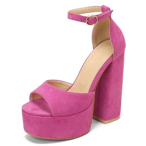 Bviennic Damen Hohen Blockabsatz Sandals mit Plateau Mode 0718 Rose-Rot Gr 41 EU/43Cn Bviennic Damen Hohen Blockabsatz Sandals mit Plateau Mode 0718 Rose-Rot Gr 41 EU/43Cn von Bviennic