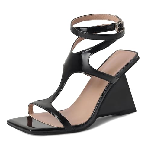 Bviennic Damen Hohen Keilabsatz Sandals Mode 0576 Schwarz Gr 36.5 EU/37Cn von Bviennic