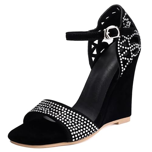 Bviennic Damen Hohen Keilabsatz Sandals Mode 0592 Schwarz Gr 40.5 EU/42Cn Bviennic Damen Hohen Keilabsatz Sandals Mode 0592 Schwarz Gr 40.5 EU/42Cn von Bviennic