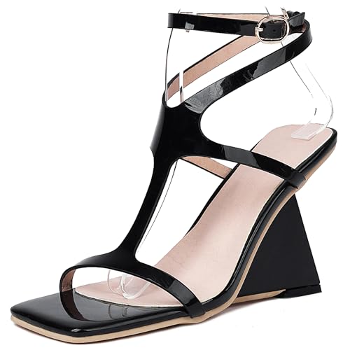 Bviennic Damen Hohen Keilabsatz Sandals Mode 0692 Schwarz Gr 40.5 EU/42Cn von Bviennic