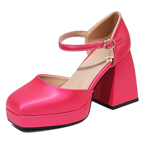 Bviennic Damen Hohen Trichterabsatz Sandals mit Plateau Mode 0672 Rose-Rot Gr 41 EU/43Cn von Bviennic