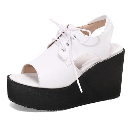Bviennic Damen Keilabsatzs Flatform Schnüren Peep Toe Sandas Mode Leisure Daily Weiß Gr 33 EU/32Cn Bviennic Damen Keilabsatzs Flatform Schnüren Peep Toe Sandas Mode Leisure Daily Weiß Gr 33 EU/32Cn von Bviennic
