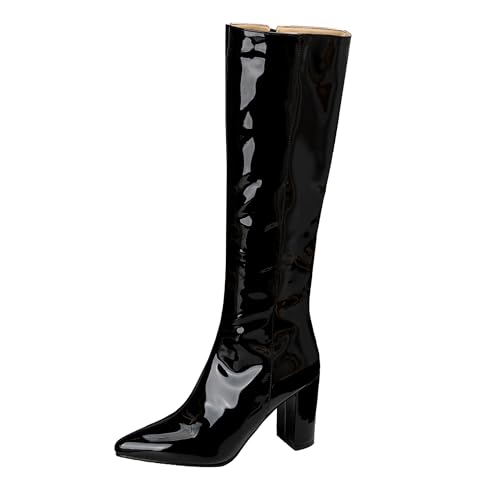 Bviennic Damen Kniehohe Stiefel Hohen Blockabsatz Mode Pointed Toe Zip Party 2321 Schwarz Gr 33.5 EU/33Cn Bviennic Damen Kniehohe Stiefel Hohen Blockabsatz Mode Pointed Toe Zip Party 2321 Schwarz Gr 33.5 EU/33Cn von Bviennic