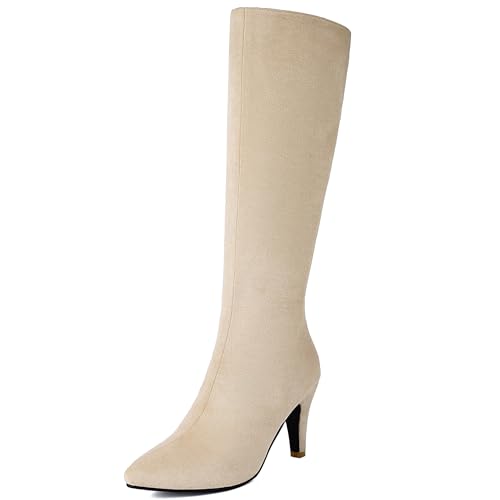 Bviennic Damen Kniehohe Stiefel Kitten Heel Simple Almond Toe Zip Kleid 2457 Aprikose Gr 40 EU/41Cn Bviennic Damen Kniehohe Stiefel Kitten Heel Simple Almond Toe Zip Kleid 2457 Aprikose Gr 40 EU/41Cn von Bviennic