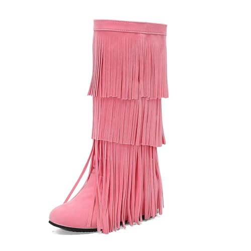 Bviennic Damen Kniehohe Stiefel Mid Keilabsatz Mode Runde Zehen Ohne Verschluss Party 2405 Pink-Dr Gr 44 EU/46Cn Bviennic Damen Kniehohe Stiefel Mid Keilabsatz Mode Runde Zehen Ohne Verschluss Party 2405 Pink-Dr Gr 44 EU/46Cn von Bviennic