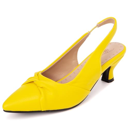 Bviennic Damen Komfort Kitten Heel Kleid Sandales Slingback Schuhe Gelb Gr 47 EU/49Cn Bviennic Damen Komfort Kitten Heel Kleid Sandales Slingback Schuhe Gelb Gr 47 EU/49Cn von Bviennic
