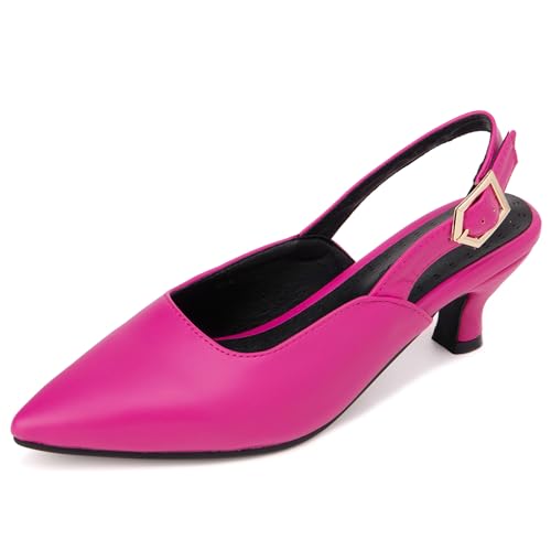 Bviennic Damen Komfort Kitten Heel Retro Sandals Slingback Schuhe Rose-Rot Gr 40.5 EU/42Cn Bviennic Damen Komfort Kitten Heel Retro Sandals Slingback Schuhe Rose-Rot Gr 40.5 EU/42Cn von Bviennic
