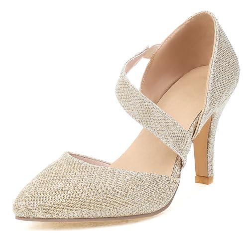 Bviennic Damen Mode Elegant Stilettos Sandas Pointed Toe Party Hochzeit Dancing Gold Gr 42 EU/44Cn von Bviennic