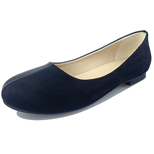 Bviennic Damen Ohne Verschluss Arbeit Ballet Flats Runde Zehen Dolly Schuhe Komfort Leisure Ballerina Pantoffeln Damen Schule Walking Schuhe Schwarz Gr 48 Eu-50Cn von Bviennic