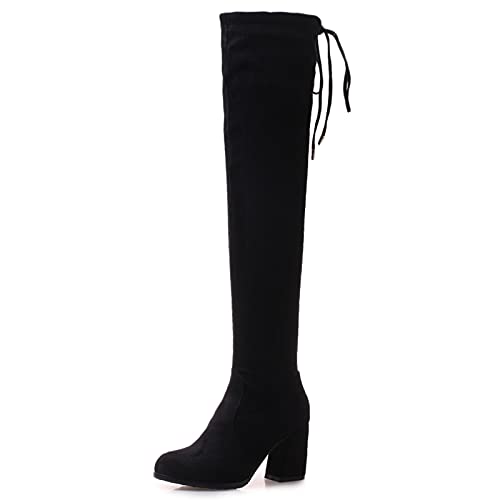 Bviennic Damen Ohne Verschluss Mode Overknees Stretch Stiefel Blockabsatz Runde Zehen Herren Höhe Ferse Winter Warm Oberschenkelhohe Stiefel Schwarz Gr 49 EU-51Cn Bviennic Damen Ohne Verschluss Mode Overknees Stretch Stiefel Blockabsatz Runde Zehen Herren Höhe Ferse Winter Warm Oberschenkelhohe Stiefel Schwarz Gr 49 EU-51Cn von Bviennic