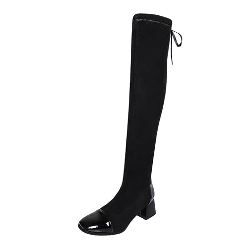 Bviennic Damen Overknee Stiefel Block Mitte Absatz Mode Square Toe Ohne Verschluss Stretch 2369 Schwarz-Rl Gr 36.5 EU/37Cn Bviennic Damen Overknee Stiefel Block Mitte Absatz Mode Square Toe Ohne Verschluss Stretch 2369 Schwarz-Rl Gr 36.5 EU/37Cn von Bviennic