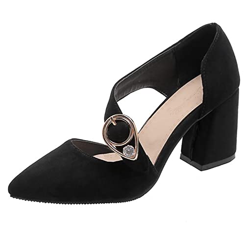 Bviennic Damen Pointed Toe Schuhe Sommer Blockabsatz Kleid Sandalen Ohne Verschluss Elegant Höhe Ferse Formal Hochzeit Ohne Verschluss Schuhe Schwarz Gr 44 Eu-46Cn von Bviennic