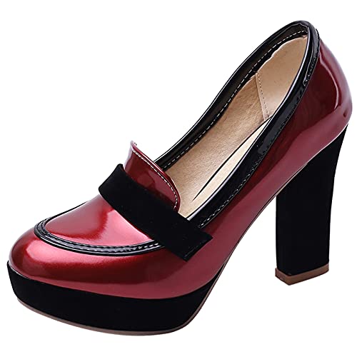Bviennic Damen Runde Zehen Chunky Heel Ohne Verschluss Pumps Plateau Stylish Hochzeit Höhe Ferse Pumps Elegant Bride Schuhe Qipi-Rot Gr 43 Eu-45Cn Bviennic Damen Runde Zehen Chunky Heel Ohne Verschluss Pumps Plateau Stylish Hochzeit Höhe Ferse Pumps Elegant Bride Schuhe Qipi-Rot Gr 43 Eu-45Cn von Bviennic
