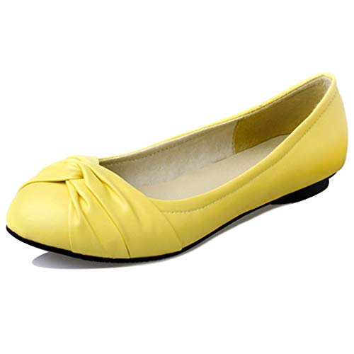 Bviennic Damen Runde Zehen Comfy Dolly Schuhe Buro Hochzeit Ballet Flats Damen Prom Schule Leisure Walking Ohne Verschluss Ballerinas Pantoffeln Gelb Gr 48 Eu-50Cn von Bviennic