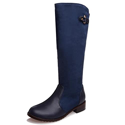 Bviennic Damen Runde Zehen Klassischer Knee Reitstiefel Herren Mitte Absatz Leisure Draußen Retro Reißverschluss Reitstiefel Blau Gr 39 EU-40Cn Bviennic Damen Runde Zehen Klassischer Knee Reitstiefel Herren Mitte Absatz Leisure Draußen Retro Reißverschluss Reitstiefel Blau Gr 39 EU-40Cn von Bviennic