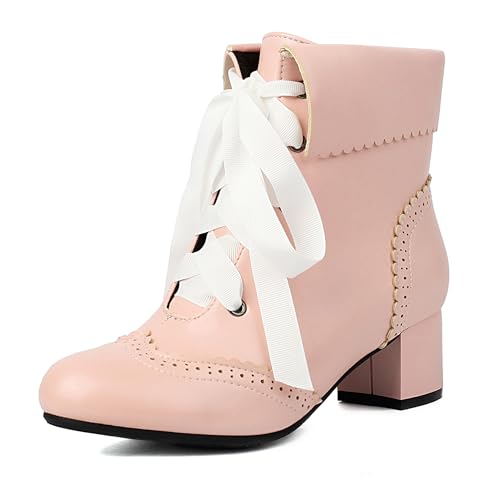 Bviennic Damen Stiefeletten Block Mitte Absatz Leisure Runde Zehen Schnüren Daily 2291 Pink Gr 43 EU/45Cn Bviennic Damen Stiefeletten Block Mitte Absatz Leisure Runde Zehen Schnüren Daily 2291 Pink Gr 43 EU/45Cn von Bviennic