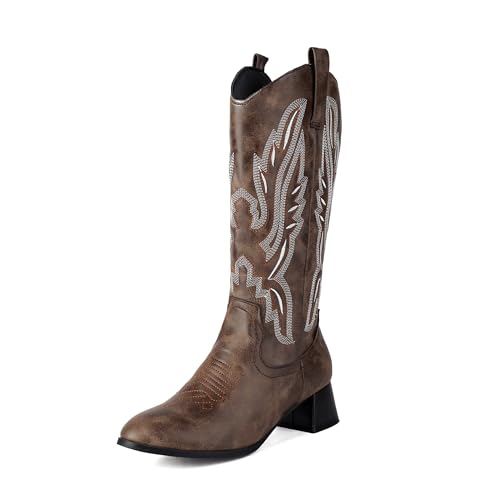 Bviennic Damen Stiefeletten Block Mitte Absatz Mode Runde Zehen Zip Cowboy 2222 Braun Gr 36.5 EU/37Cn Bviennic Damen Stiefeletten Block Mitte Absatz Mode Runde Zehen Zip Cowboy 2222 Braun Gr 36.5 EU/37Cn von Bviennic