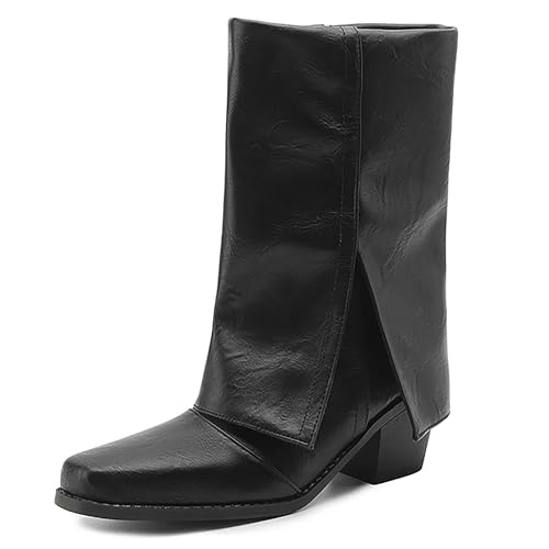Bviennic Damen Stiefeletten Block Mitte Absatz Mode Square Toe Ohne Verschluss Party Stiefeletten 2246 Schwarz Gr 41 EU/43Cn von Bviennic