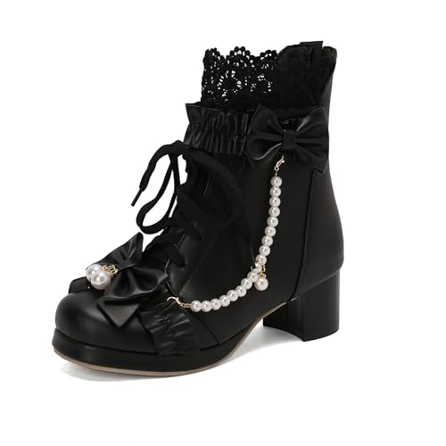 Bviennic Damen Stiefeletten Block Mitte Absatz mit Plateau Süß Runde Zehen Zip Kleid Stiefeletten 2266 Schwarz Gr 40 EU/41Cn Bviennic Damen Stiefeletten Block Mitte Absatz mit Plateau Süß Runde Zehen Zip Kleid Stiefeletten 2266 Schwarz Gr 40 EU/41Cn von Bviennic