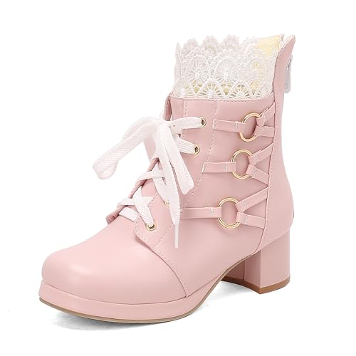 Bviennic Damen Stiefeletten Block Mitte Absatz mit Plateau Süß Runde Zehen Zip Party Stiefeletten 2332 Pink Gr 41 EU/43Cn Bviennic Damen Stiefeletten Block Mitte Absatz mit Plateau Süß Runde Zehen Zip Party Stiefeletten 2332 Pink Gr 41 EU/43Cn von Bviennic
