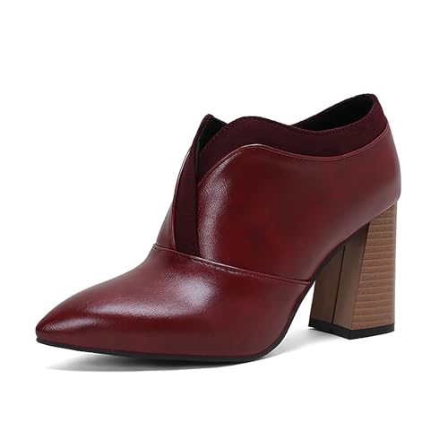 Bviennic Damen Stiefeletten Hohen Blockabsatz Elegant Pointed Toe Ohne Verschluss Kleid Stiefeletten 2250 Rotwein Gr 36 EU Bviennic Damen Stiefeletten Hohen Blockabsatz Elegant Pointed Toe Ohne Verschluss Kleid Stiefeletten 2250 Rotwein Gr 36 EU von Bviennic