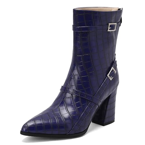 Bviennic Damen Stiefeletten Hohen Blockabsatz Mode Pointed Toe Zip Daily 2450 Blau Gr 43 EU/45Cn Bviennic Damen Stiefeletten Hohen Blockabsatz Mode Pointed Toe Zip Daily 2450 Blau Gr 43 EU/45Cn von Bviennic