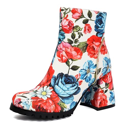 Bviennic Damen Stiefeletten Hohen Blockabsatz Mode Runde Zehen Zip Party Stiefeletten 2336 Pink Gr 38 EU/39Cn Bviennic Damen Stiefeletten Hohen Blockabsatz Mode Runde Zehen Zip Party Stiefeletten 2336 Pink Gr 38 EU/39Cn von Bviennic