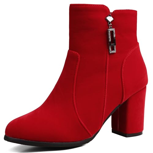 Bviennic Damen Stiefeletten Hohen Blockabsatz Simple Runde Zehen Zip Kleid Stiefeletten 2470 Rot Gr 42 EU/44Cn Bviennic Damen Stiefeletten Hohen Blockabsatz Simple Runde Zehen Zip Kleid Stiefeletten 2470 Rot Gr 42 EU/44Cn von Bviennic