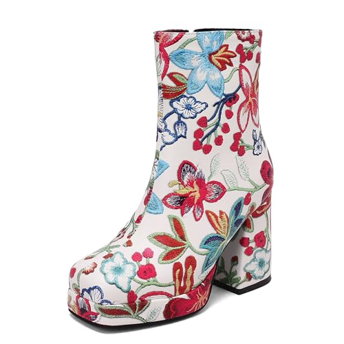Bviennic Damen Stiefeletten Hohen Blockabsatz mit Plateau Mode Runde Zehen Zip Daily 2428 Blau Gr 37 EU/38Cn Bviennic Damen Stiefeletten Hohen Blockabsatz mit Plateau Mode Runde Zehen Zip Daily 2428 Blau Gr 37 EU/38Cn von Bviennic