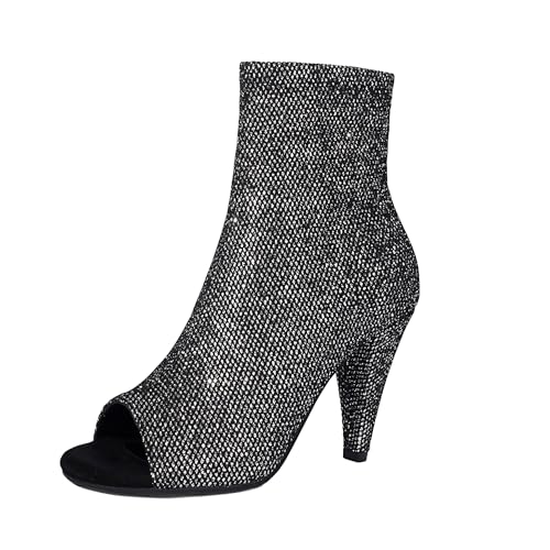 Bviennic Damen Stiefeletten Hohen Trichterabsatz Mode Offene Zeh Zip Abend Stiefeletten 2375 Dark-Grau Gr 40.5 EU/42Cn Bviennic Damen Stiefeletten Hohen Trichterabsatz Mode Offene Zeh Zip Abend Stiefeletten 2375 Dark-Grau Gr 40.5 EU/42Cn von Bviennic