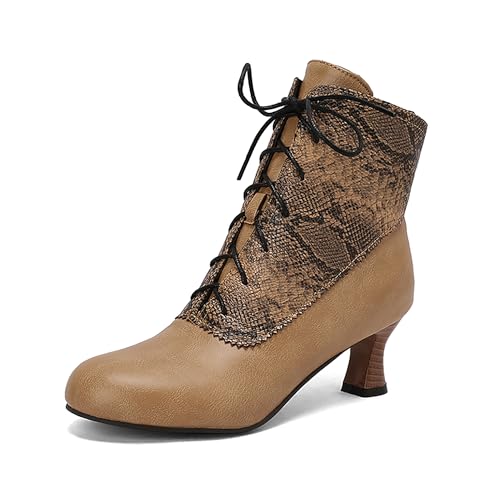 Bviennic Damen Stiefeletten Kitten Heel Mode Runde Zehen Zip Daily 2256 Gelb Gr 41 EU/43Cn von Bviennic