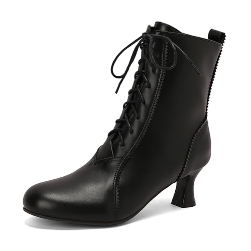 Bviennic Damen Stiefeletten Kitten Heel Mode Runde Zehen Zip Daily 2257 Schwarz Gr 35 EU von Bviennic