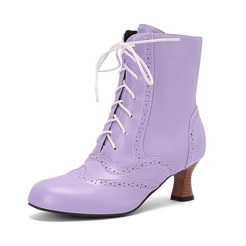 Bviennic Damen Stiefeletten Kitten Heel Mode Runde Zehen Zip Kleid Stiefeletten 2259 Violett Gr 40.5 EU/42Cn Bviennic Damen Stiefeletten Kitten Heel Mode Runde Zehen Zip Kleid Stiefeletten 2259 Violett Gr 40.5 EU/42Cn von Bviennic