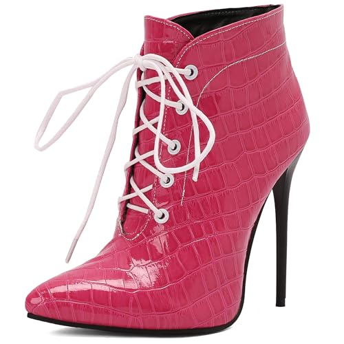 Bviennic Damen Stiefeletten Stiletto Höhe Ferse Mode Pointed Toe Schnüren Party Stiefeletten 2465 Rose-Rot Gr 34 EU Bviennic Damen Stiefeletten Stiletto Höhe Ferse Mode Pointed Toe Schnüren Party Stiefeletten 2465 Rose-Rot Gr 34 EU von Bviennic