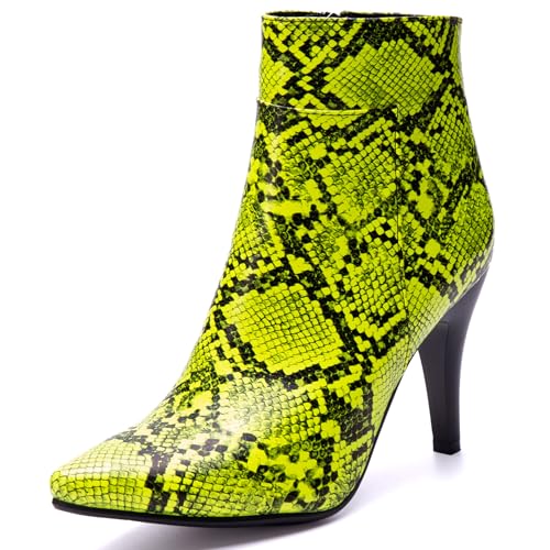 Bviennic Damen Stiefeletten Stiletto Höhe Ferse Mode Pointed Toe Zip Party Stiefeletten 2413 Grün Gr 47 EU/49Cn von Bviennic