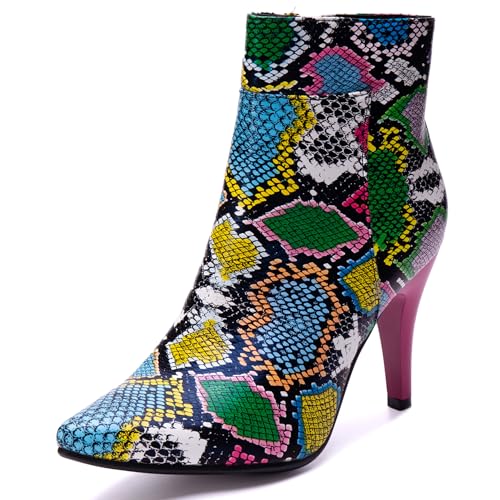 Bviennic Damen Stiefeletten Stiletto Höhe Ferse Mode Pointed Toe Zip Party Stiefeletten 2413 Pink Gr 43 EU/45Cn von Bviennic