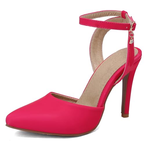 Bviennic Damen Stiletto Höhe Ferse Sandals Elegant 0711 Rose-Rot Gr 36 EU von Bviennic