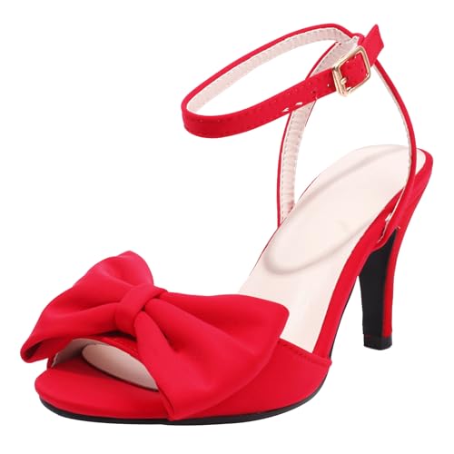 Bviennic Damen Stiletto Höhe Ferse Sandals Elegant 0746 Rot Gr 40 EU/41Cn von Bviennic