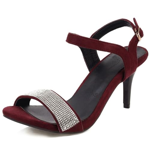Bviennic Damen Stiletto Höhe Ferse Sandals Mode 0555 Rot Gr 36.5 EU/37Cn von Bviennic