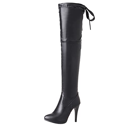 Bviennic Damen Stiletto Kleid Overknees Stretch Stiefel Herren Nightclub Stylish Winter Warm Thigh Kleid Reitstiefel Schwarz Gr 50 EU-52Cn von Bviennic