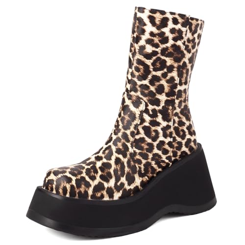 Damen Keilabsatz Stiefel mit Plateau Höhe Ferse Stiefeletten Runde Zehen Zip Mode Daily Schuhe, E186586Ie Braun Gr 36.5 EU/37Cn Damen Keilabsatz Stiefel mit Plateau Höhe Ferse Stiefeletten Runde Zehen Zip Mode Daily Schuhe, E186586Ie Braun Gr 36.5 EU/37Cn von Bviennic