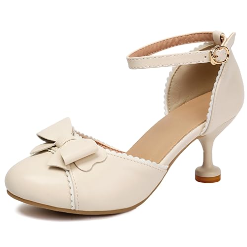 Damen Mid Trichterabsatz Sandals Elegant 0684 Beige Gr 40.5 EU/42Cn von Bviennic
