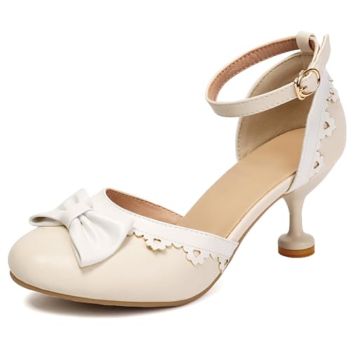 Damen Mid Trichterabsatz Sandals Süß 0683 Beige Gr 40.5 EU/42Cn von Bviennic