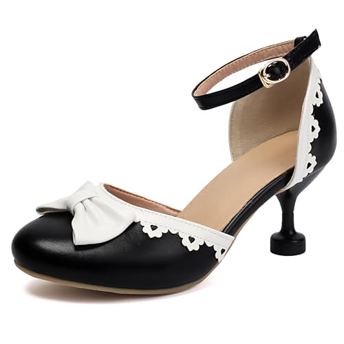 Damen Mid Trichterabsatz Sandals Süß 0683 Schwarz Gr 33.5 EU/33Cn von Bviennic