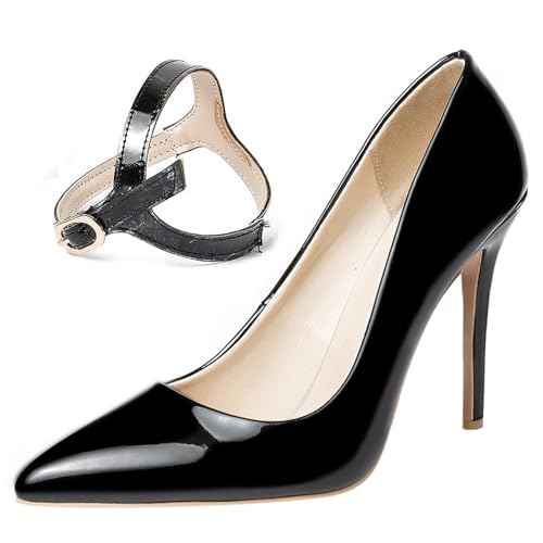 Damen Stiletto Pumps Pointed Toe Höhe Ferse Schuhe Schnalle Mode Abendschuhe G22773Vm Schwarz Gr 48 EU/50Cn von Bviennic