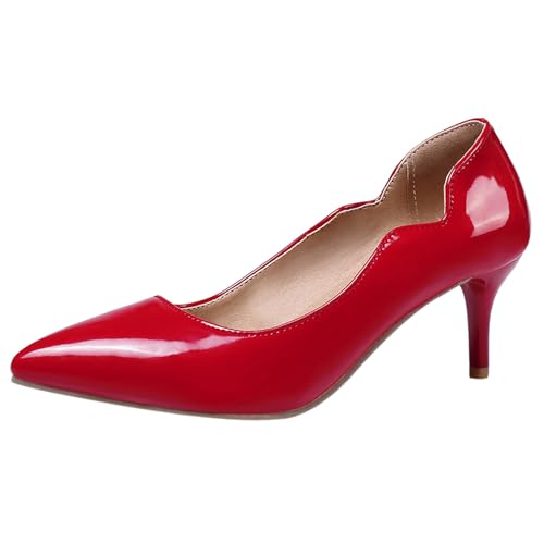 Damen Stiletto Pumps Pointed Toe Mitte Absatz Schuhe Ohne Verschluss Simple Abendschuhe T34434Kq Rot Gr 38 EU/39Cn Damen Stiletto Pumps Pointed Toe Mitte Absatz Schuhe Ohne Verschluss Simple Abendschuhe T34434Kq Rot Gr 38 EU/39Cn von Bviennic