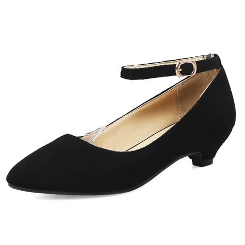 Damen mit Kätzchen Fersenpumps 802 Schwarz Gr 46 EU/48Cn von Bviennic