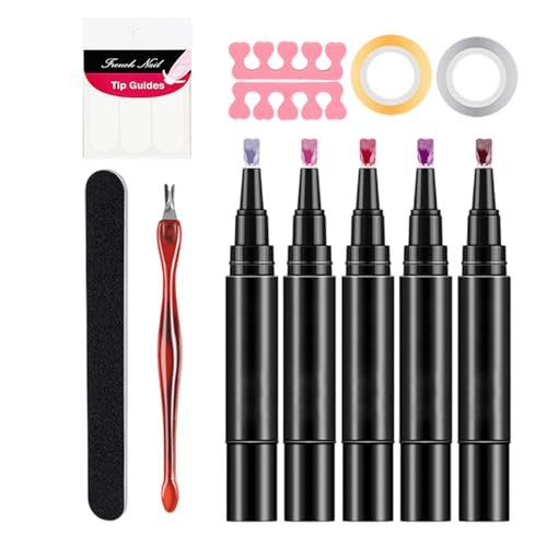 5 Farben 3D Nagelkunststift Nagellack Stift 1 Step UV Nagellack UV Gel Nagelgel Nail Polish Nagellack Stift Nail graffitis Zeichnung Stift Nagel Gel Bleistift UV LED Gel Nagellack Für Frauen von Bvizyelck