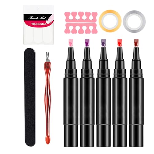 5 Farben 3D Nagelkunststift Nagellack Stift 1 Step UV Nagellack UV Gel Nagelgel Nail Polish Nagellack Stift Nail graffitis Zeichnung Stift Nagel Gel Bleistift UV LED Gel Nagellack Für Frauen von Bvizyelck